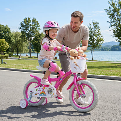 14 Inches Girls Bike for 3-5 Years Old with Basket - Spring Party  Pink