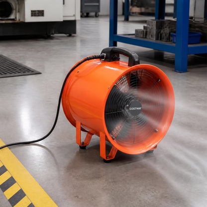 14" Industrial Blower Fan with 25 FT Flexible Duct Hose-Orange