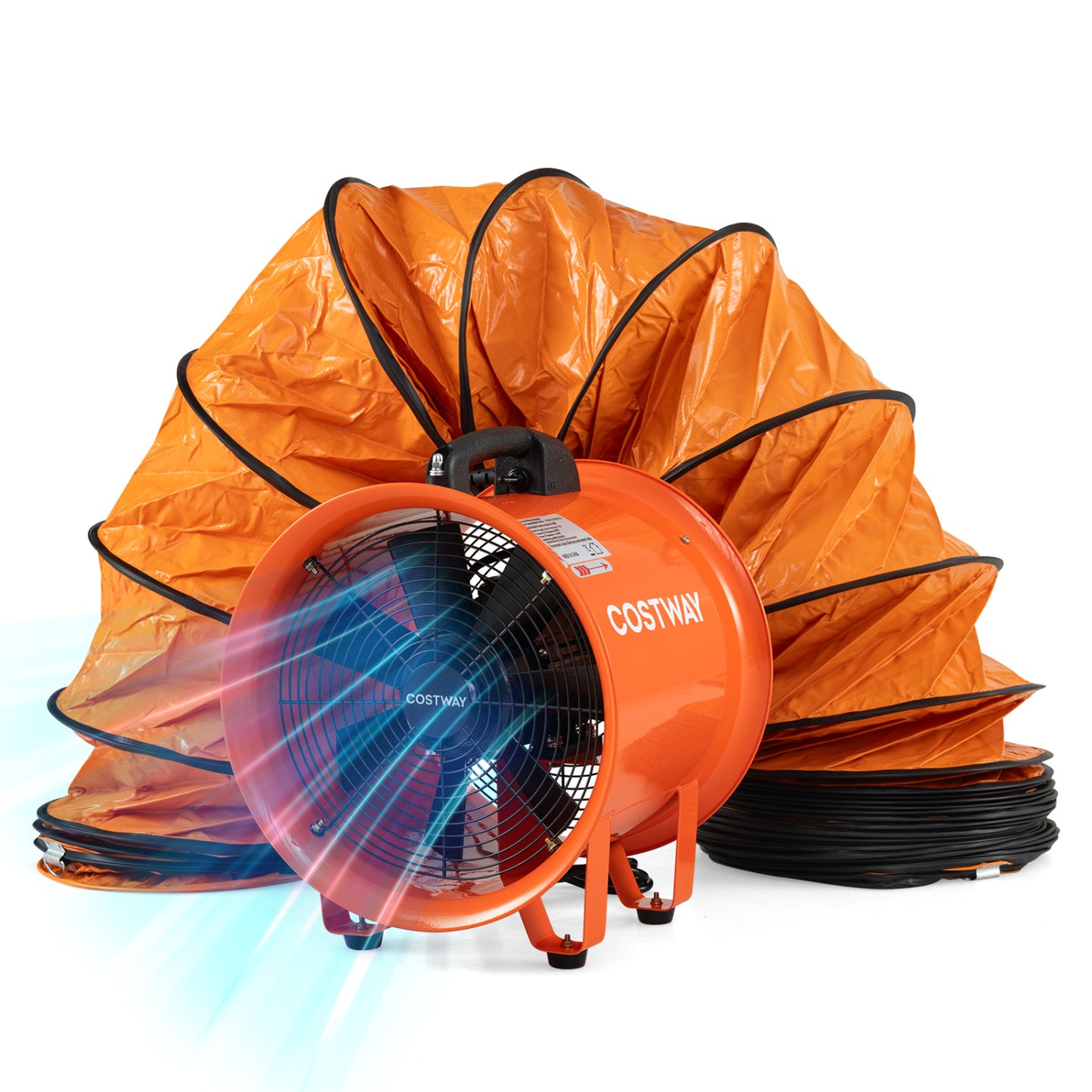 14" Industrial Blower Fan with 25 FT Flexible Duct Hose-Orange
