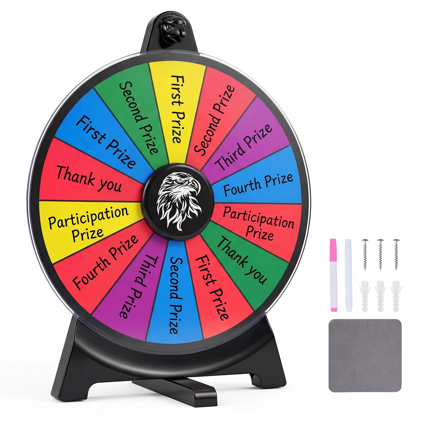14 Slots Spin Wheel with Blackboard Marker-Multicolor