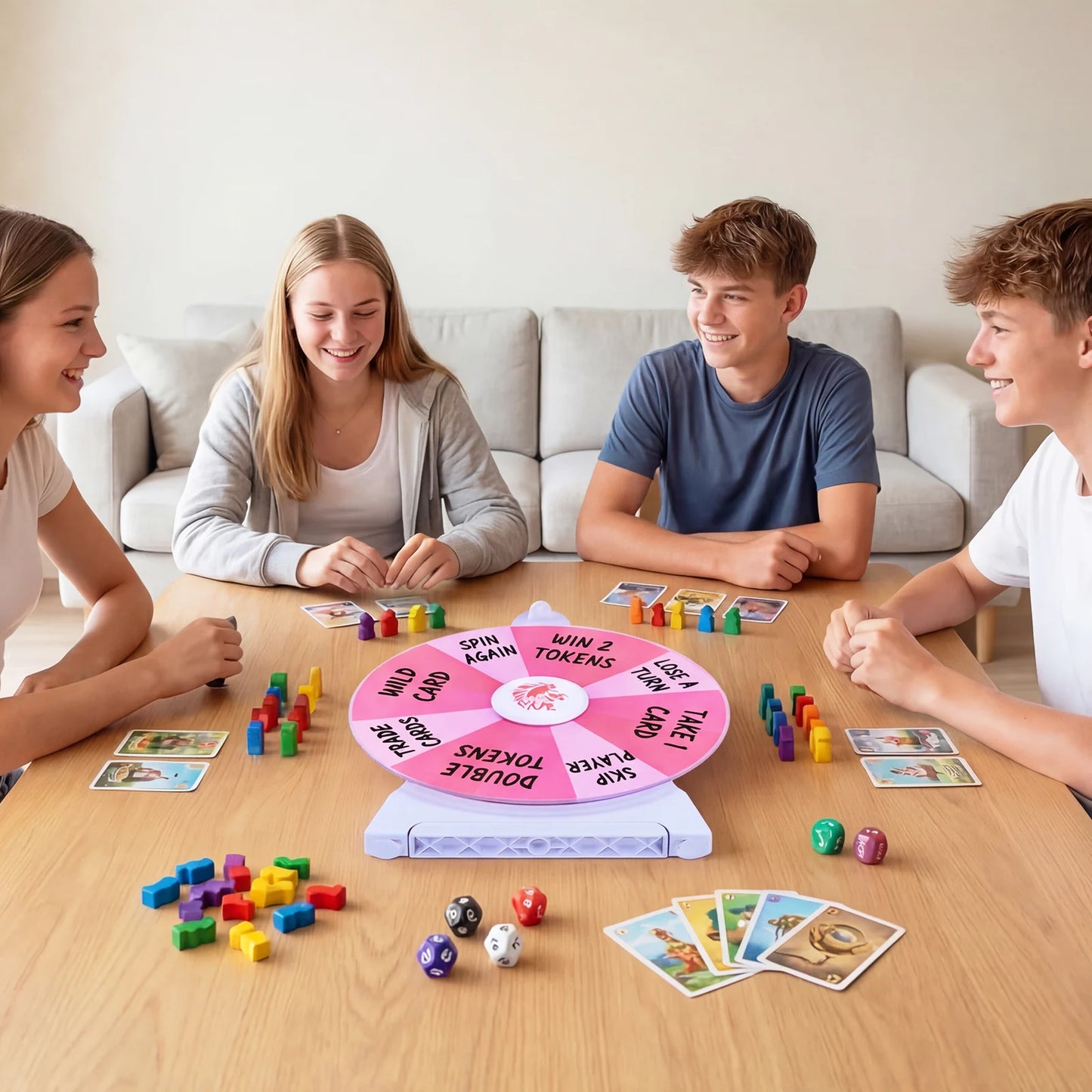14 Slots Spin Wheel with Blackboard Marker-Multicolor