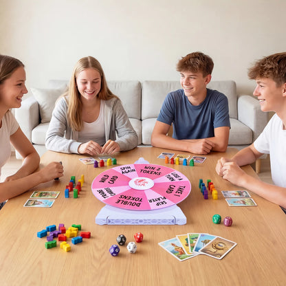 14 Slots Spin Wheel with Blackboard Marker-Multicolor