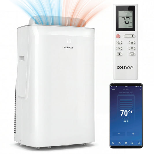 White 15000 BTU inverter portable air conditioner with smart Wi-Fi control, cooling and heating functions, by Wilsons Home Store