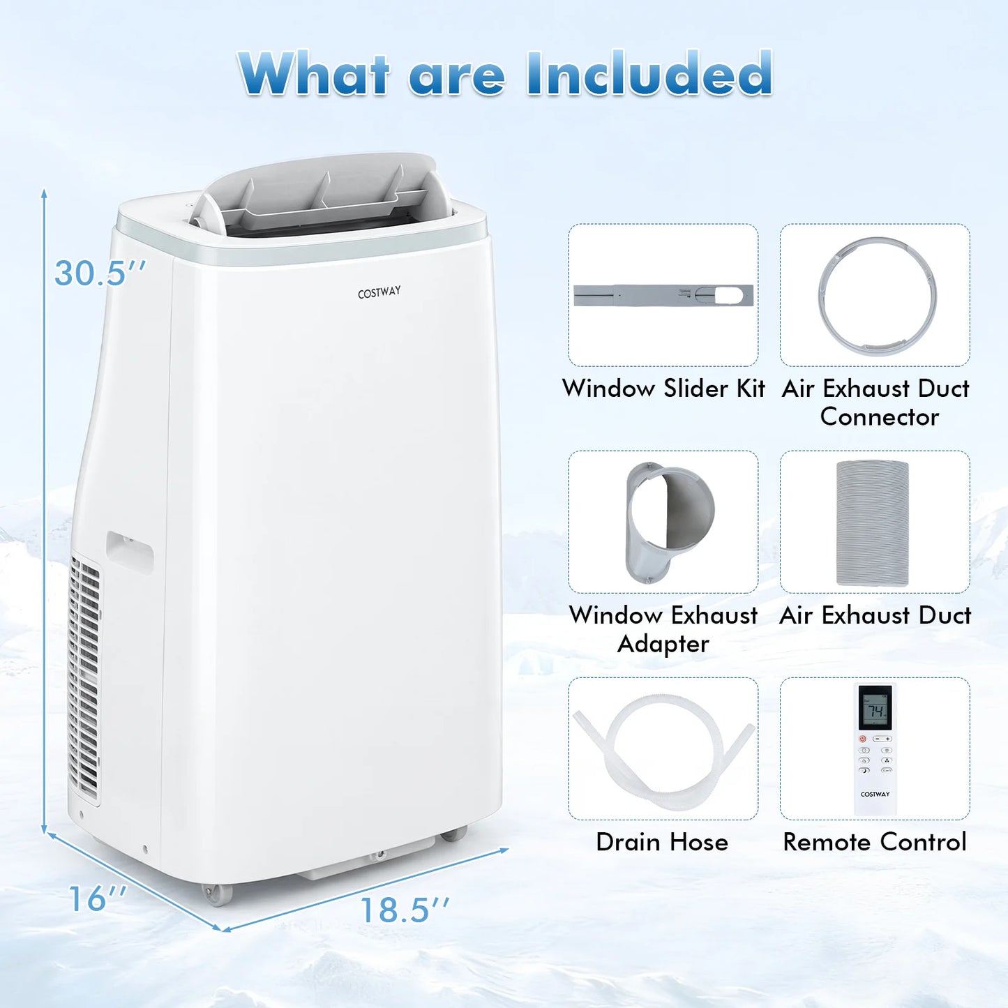 15000 BTU Portable Air Conditioner with APP Control and Fan-White