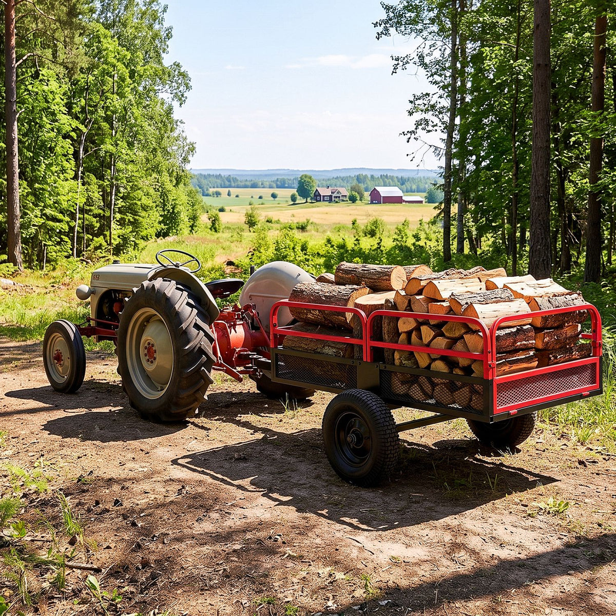 1540 LBS Capacity 17.6 Cu. Ft Heavy Duty Metal Dump Cart Trailer-Red