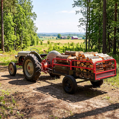1540 LBS Capacity 17.6 Cu. Ft Heavy Duty Metal Dump Cart Trailer-Red