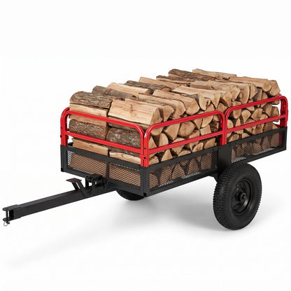1540 LBS Capacity 17.6 Cu. Ft Heavy Duty Metal Dump Cart Trailer-Red