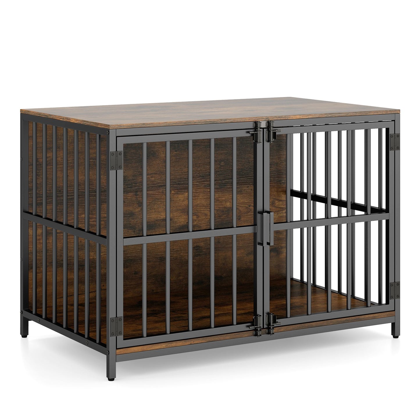 40 Inch Dog Crate Furniture Dog Kennel with Dual Lockable Double Doors-Natural