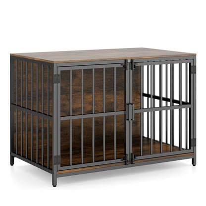 40 Inch Dog Crate Furniture Dog Kennel with Dual Lockable Double Doors-Natural