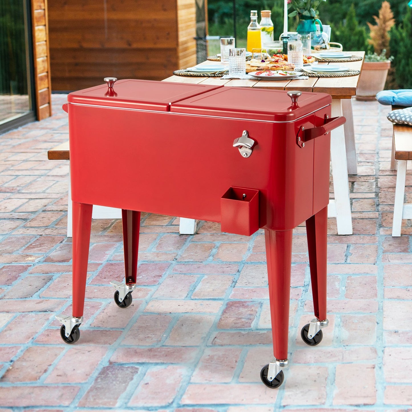 Red Portable Outdoor Patio Cooler Cart