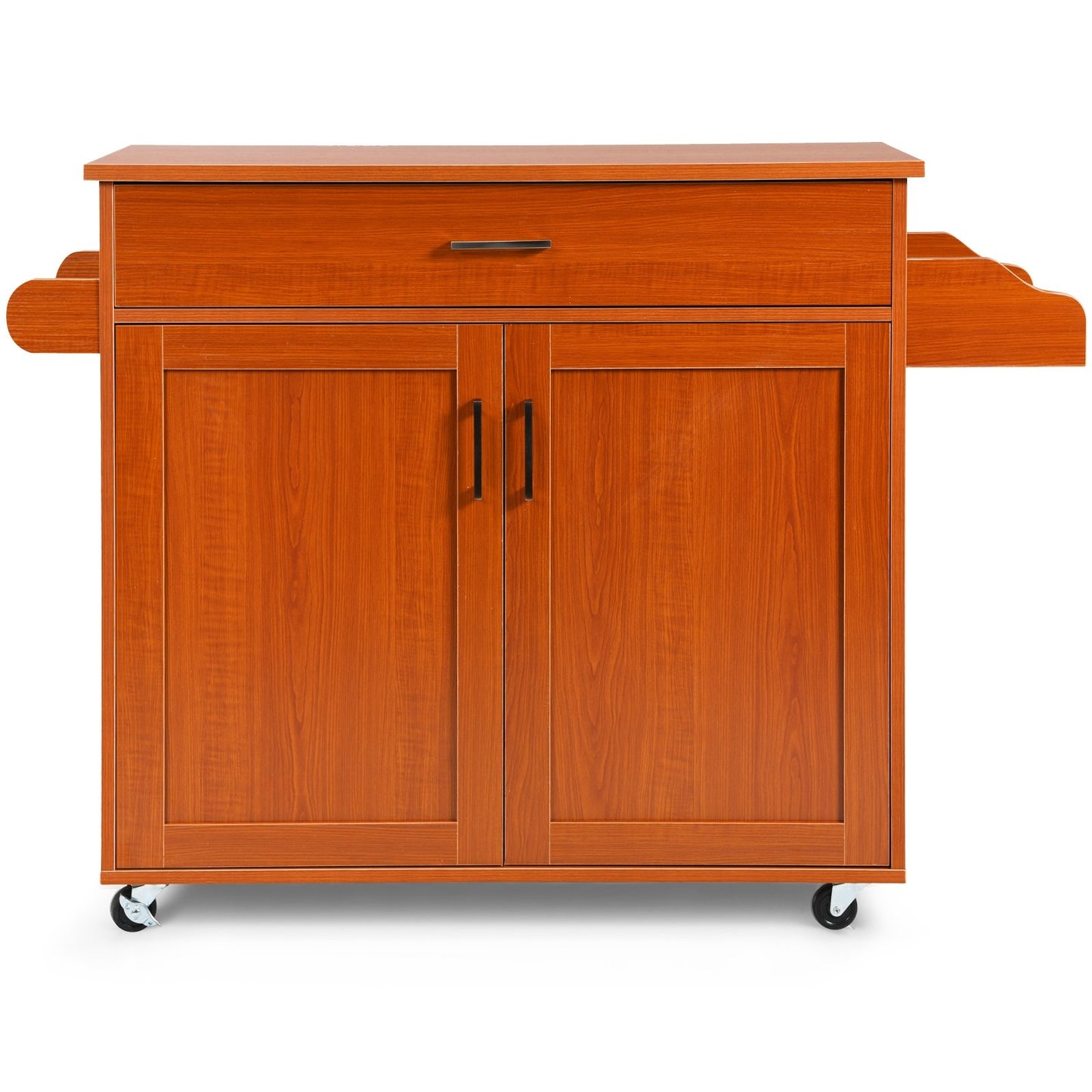 Rolling Kitchen Island Cart with Towel and Spice Rack-Black