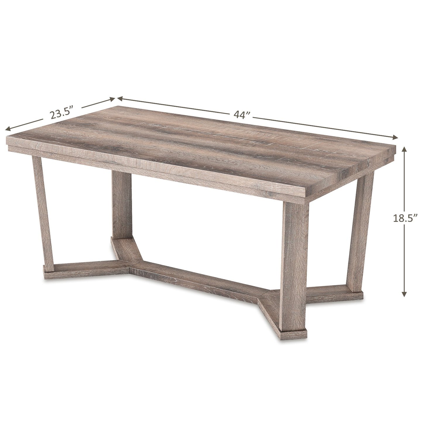 Rectangle Coffee Table Rubber Wood with Cross-Shaped Base-Gray