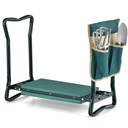 Garden Kneeler and Seat Folding Sturdy Gardening Stool-Black