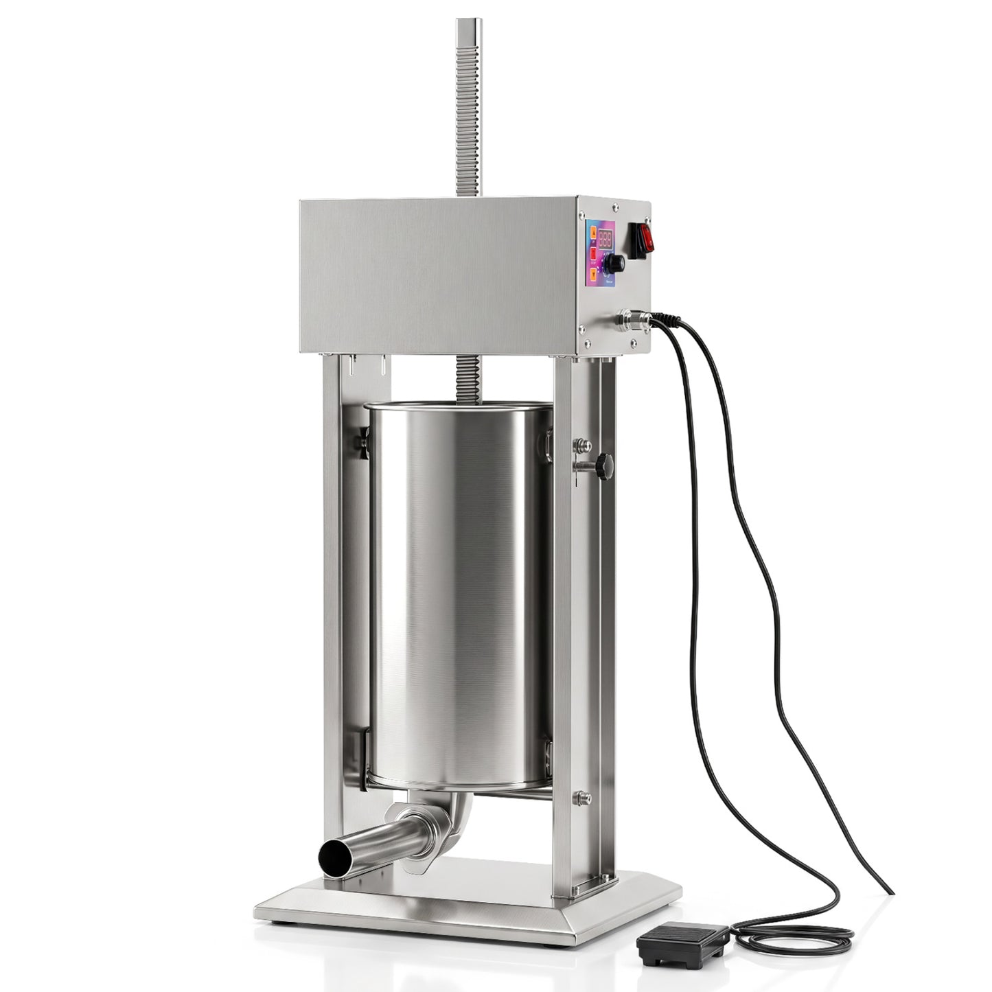 15L Electric Sausage Stuffer with 4 Stuffing Tubes Foot Pedal and Stepless Speed Control-Silver