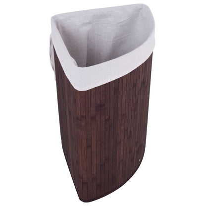 Corner Bamboo Hamper Laundry Basket-Brown