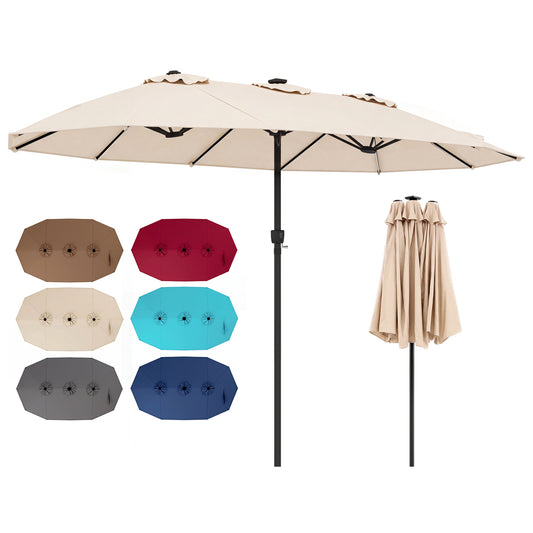 15.5FT Extra-Large Patio Umbrella 12 Reinforced Metal Ribs-Beige