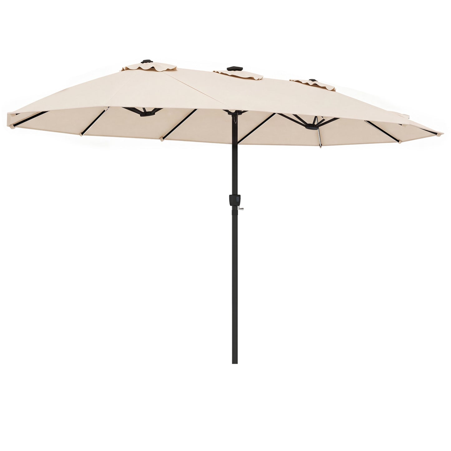 15.5FT Extra-Large Patio Umbrella 12 Reinforced Metal Ribs-Beige