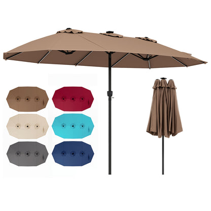 15.5FT Extra-Large Patio Umbrella 12 Reinforced Metal Ribs-Beige