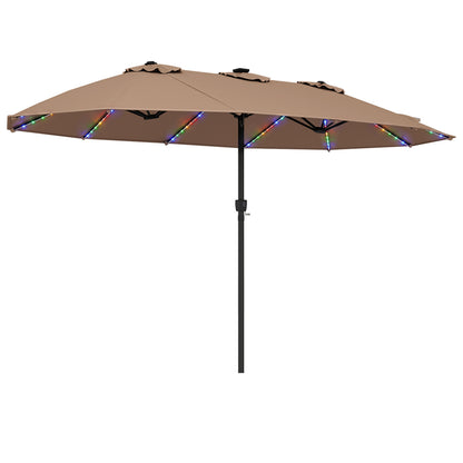 15.5FT Extra-Large Patio Umbrella 12 Reinforced Metal Ribs-Beige