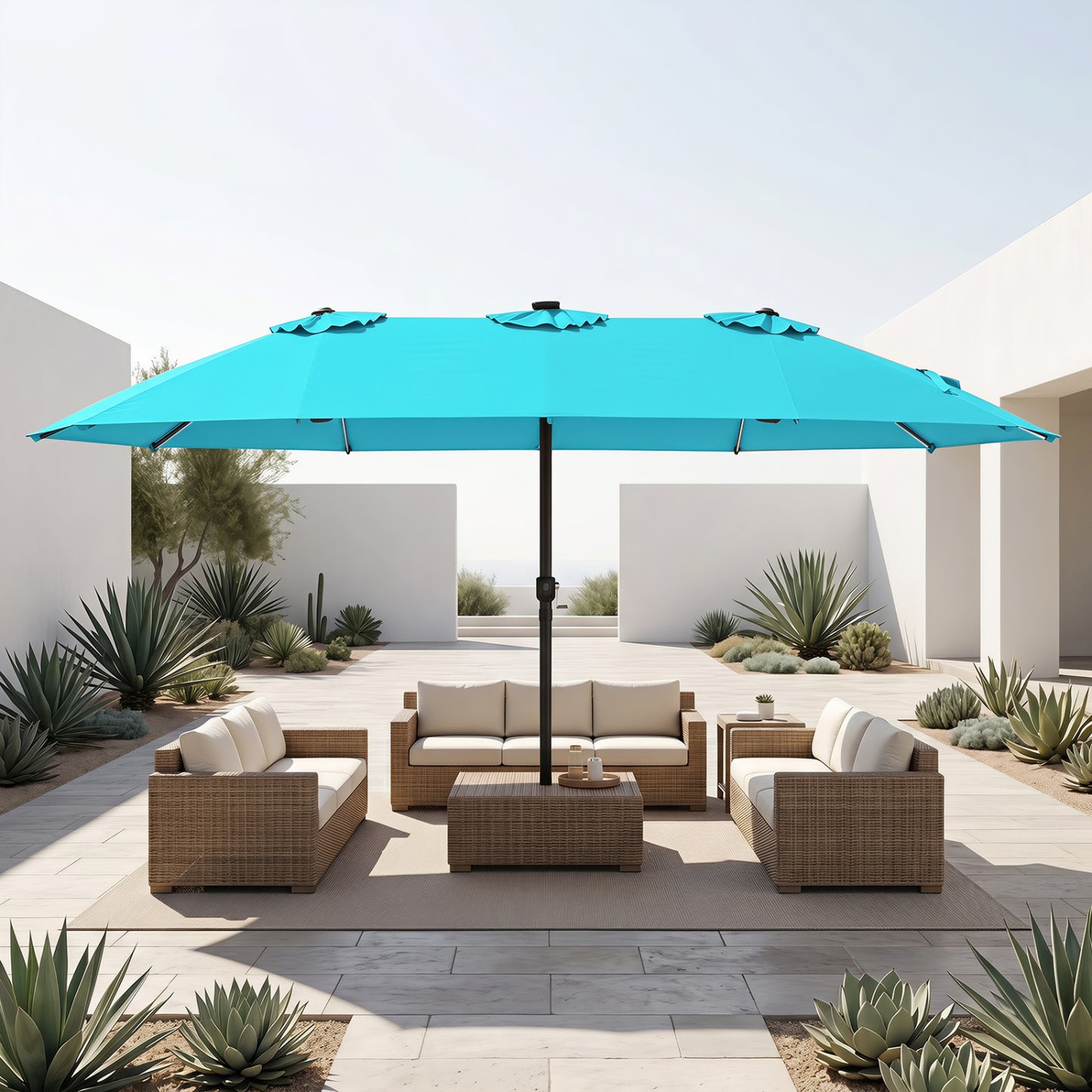 15.5FT Extra-Large Patio Umbrella 12 Reinforced Metal Ribs-Beige