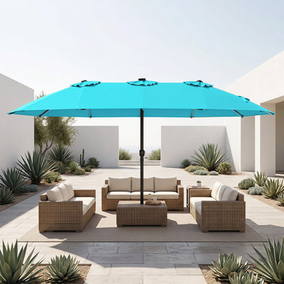 15.5FT Extra-Large Patio Umbrella 12 Reinforced Metal Ribs-Beige