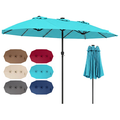 15.5FT Extra-Large Patio Umbrella 12 Reinforced Metal Ribs-Beige