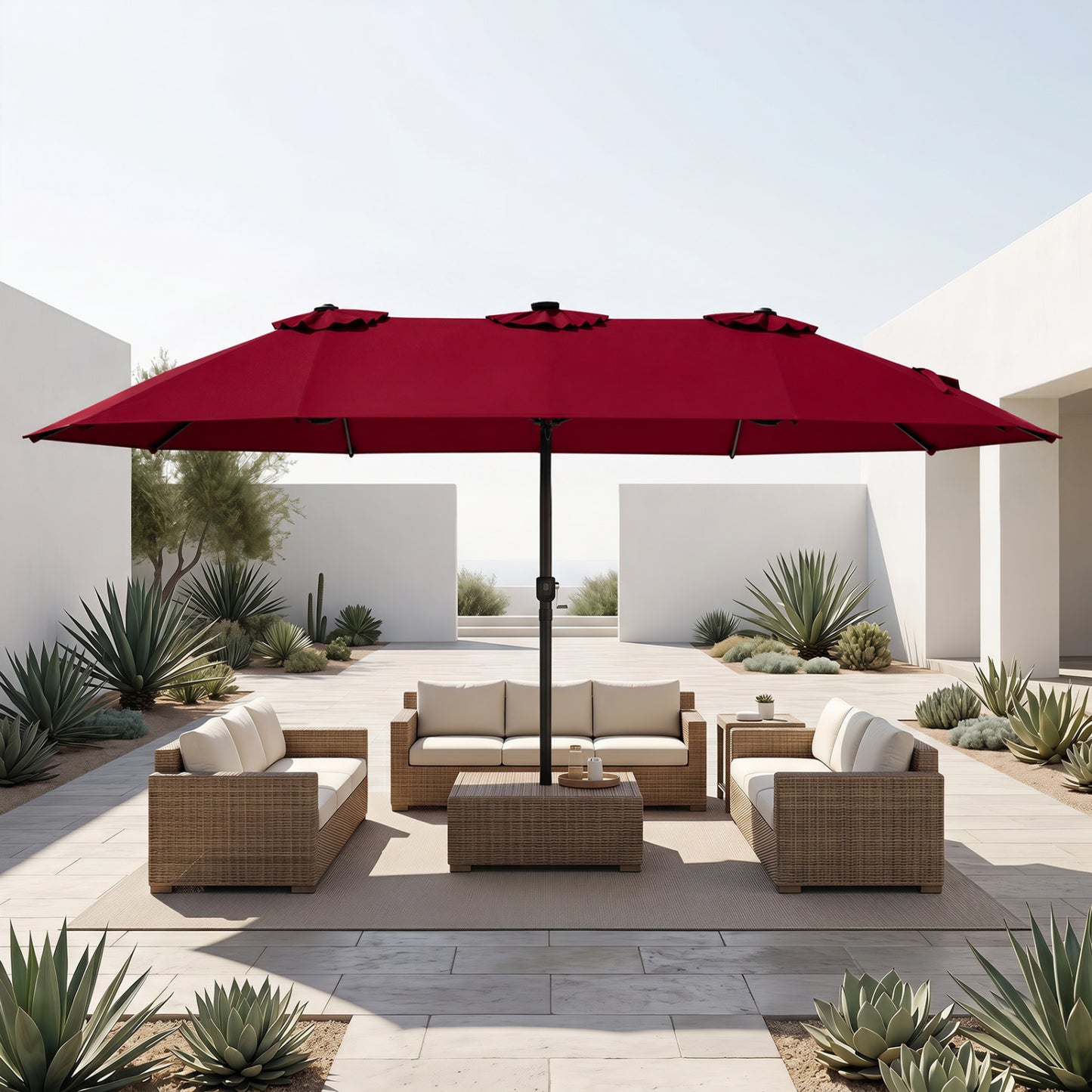 15.5FT Extra-Large Patio Umbrella 12 Reinforced Metal Ribs-Beige