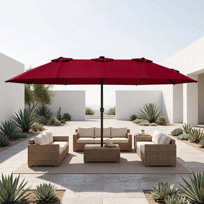 15.5FT Extra-Large Patio Umbrella 12 Reinforced Metal Ribs-Beige