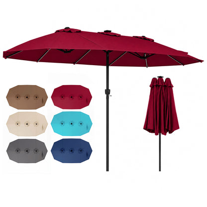 15.5FT Extra-Large Patio Umbrella 12 Reinforced Metal Ribs-Beige