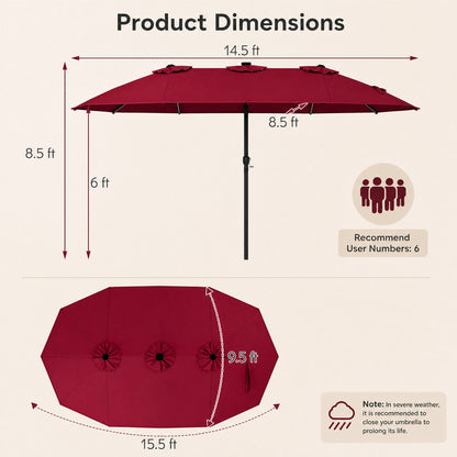15.5FT Extra-Large Patio Umbrella 12 Reinforced Metal Ribs-Beige