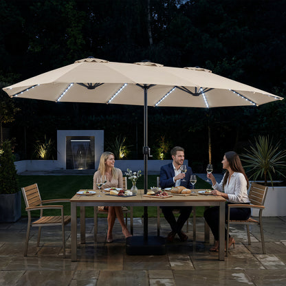 15.5FT Extra-Large Patio Umbrella with Base 12 Reinforced Ribs-Beige