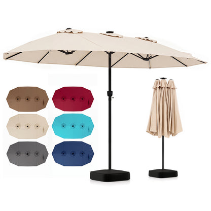 15.5FT Extra-Large Patio Umbrella with Base 12 Reinforced Ribs-Beige