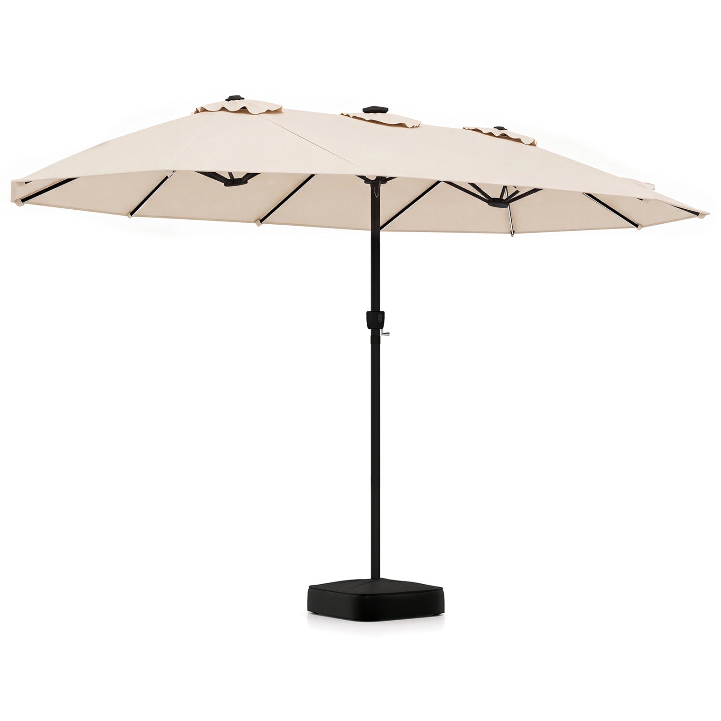 15.5FT Extra-Large Patio Umbrella with Base 12 Reinforced Ribs-Beige