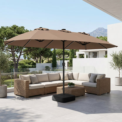 15.5FT Extra-Large Patio Umbrella with Base 12 Reinforced Ribs-Beige