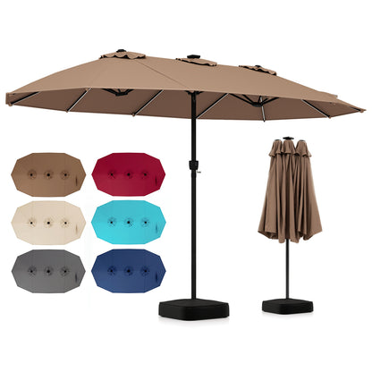 15.5FT Extra-Large Patio Umbrella with Base 12 Reinforced Ribs-Beige