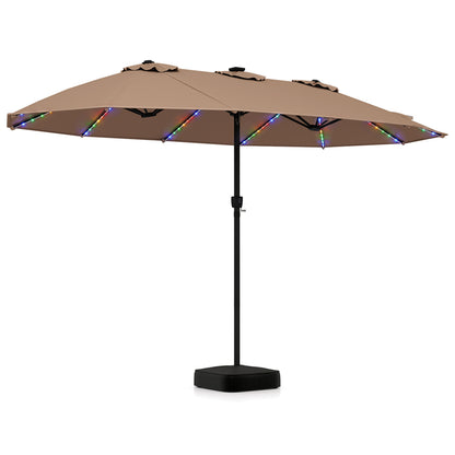 15.5FT Extra-Large Patio Umbrella with Base 12 Reinforced Ribs-Beige