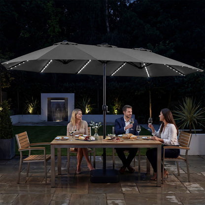 15.5FT Extra-Large Patio Umbrella with Base 12 Reinforced Ribs-Beige