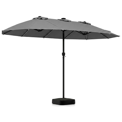 15.5FT Extra-Large Patio Umbrella with Base 12 Reinforced Ribs-Beige