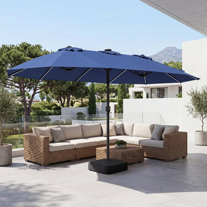 15.5FT Extra-Large Patio Umbrella with Base 12 Reinforced Ribs-Beige