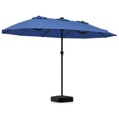 15.5FT Extra-Large Patio Umbrella with Base 12 Reinforced Ribs-Beige