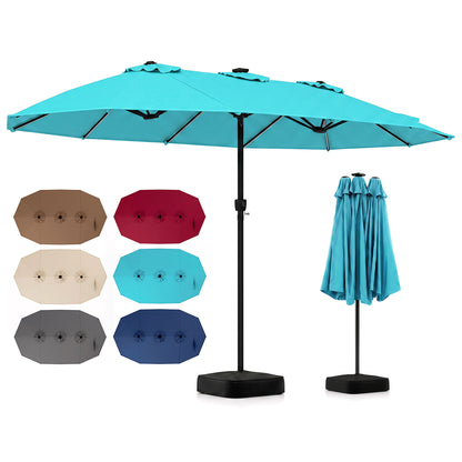 15.5FT Extra-Large Patio Umbrella with Base 12 Reinforced Ribs-Beige