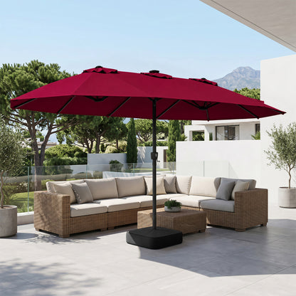 15.5FT Extra-Large Patio Umbrella with Base 12 Reinforced Ribs-Beige
