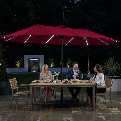 15.5FT Extra-Large Patio Umbrella with Base 12 Reinforced Ribs-Beige