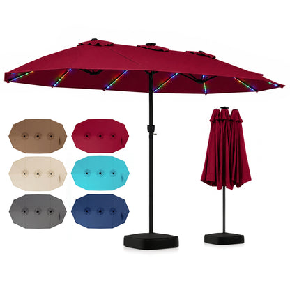 15.5FT Extra-Large Patio Umbrella with Base 12 Reinforced Ribs-Beige