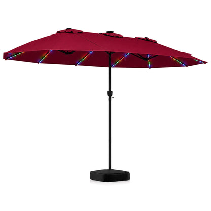 15.5FT Extra-Large Patio Umbrella with Base 12 Reinforced Ribs-Beige