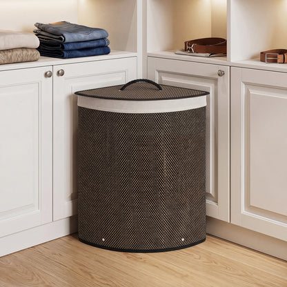Black 15-gallon bamboo laundry hamper with removable liner, ideal for bath or laundry room storage and organization.