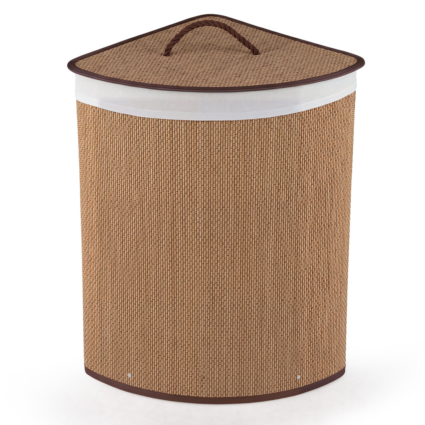 Black 15-gallon bamboo laundry hamper with removable liner, stylish and spacious for bath or laundry room storage.