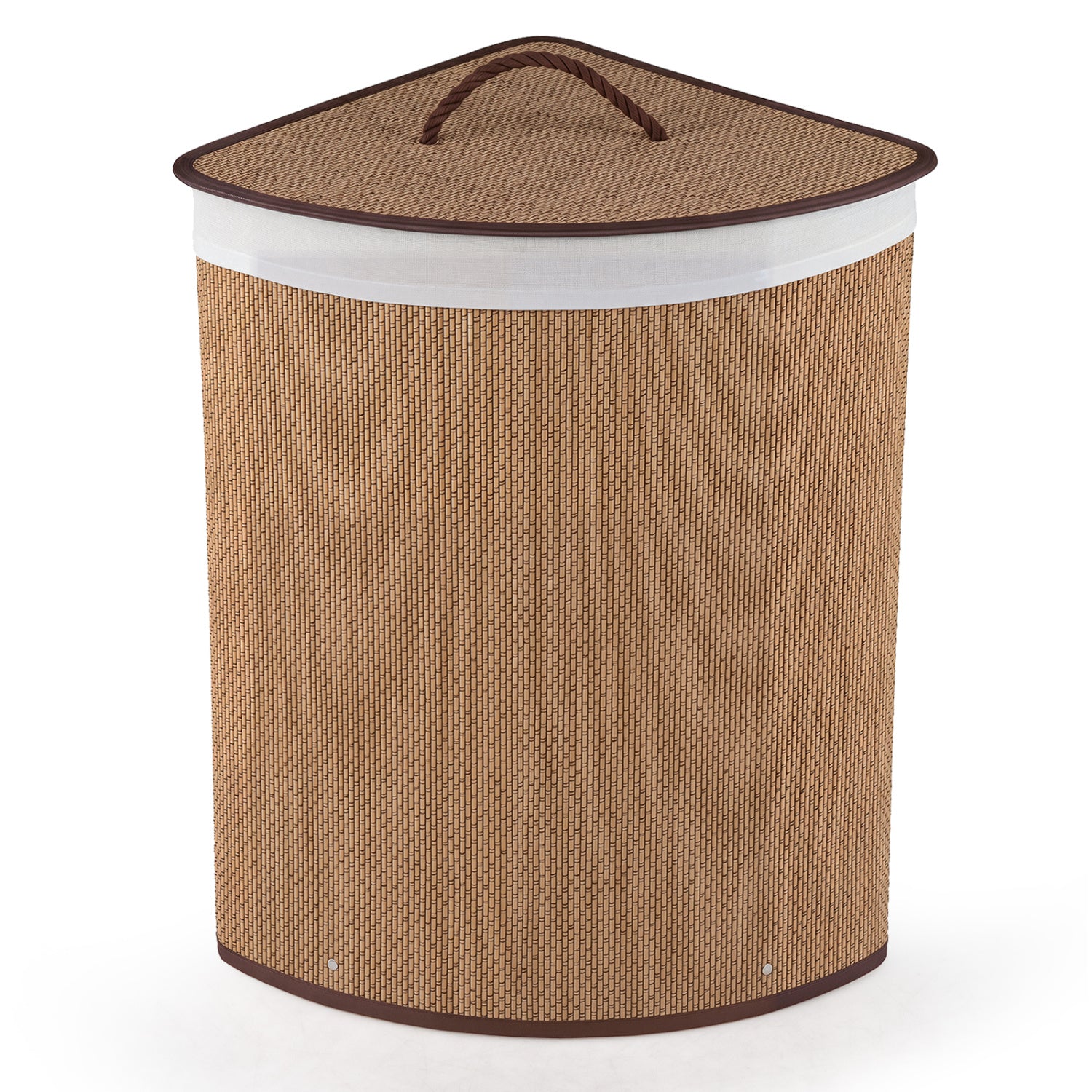 Black 15-gallon bamboo laundry hamper with removable liner, stylish and spacious for bath or laundry room storage.