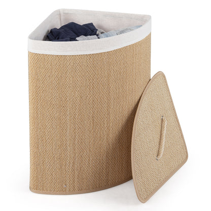 Black 15-gallon bamboo laundry hamper with removable liner, stylish laundry basket from Wilsons Home Store.