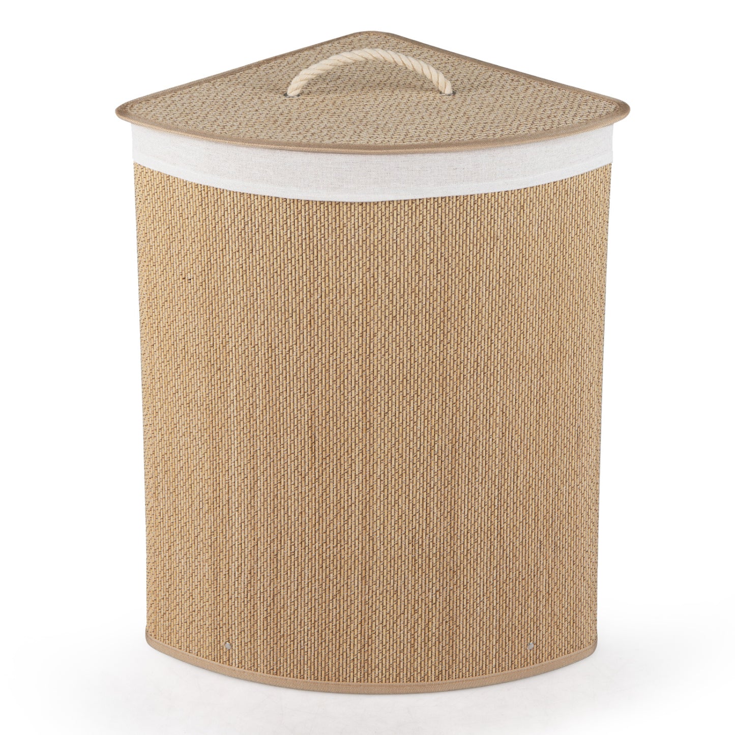 Black 15-gallon bamboo laundry hamper with removable liner, sturdy handles, and modern design for bathroom or laundry room use.
